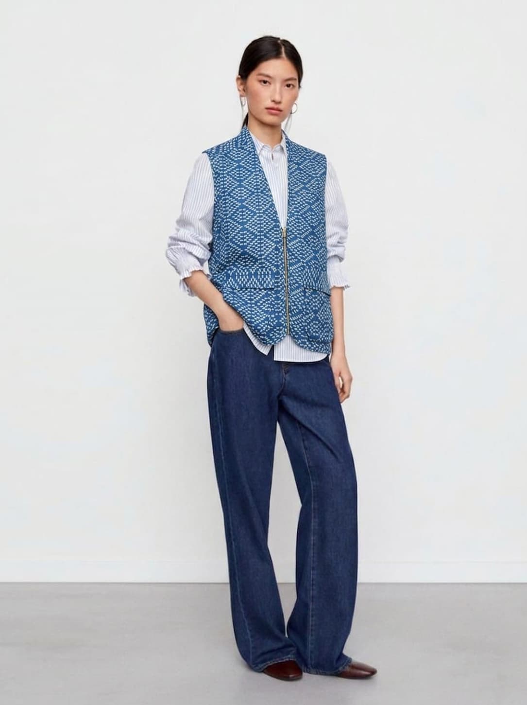 Indigo Zip-Up Utility Vest